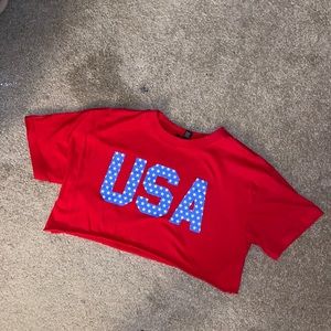 Raw Hem Patriotic Crop Top
